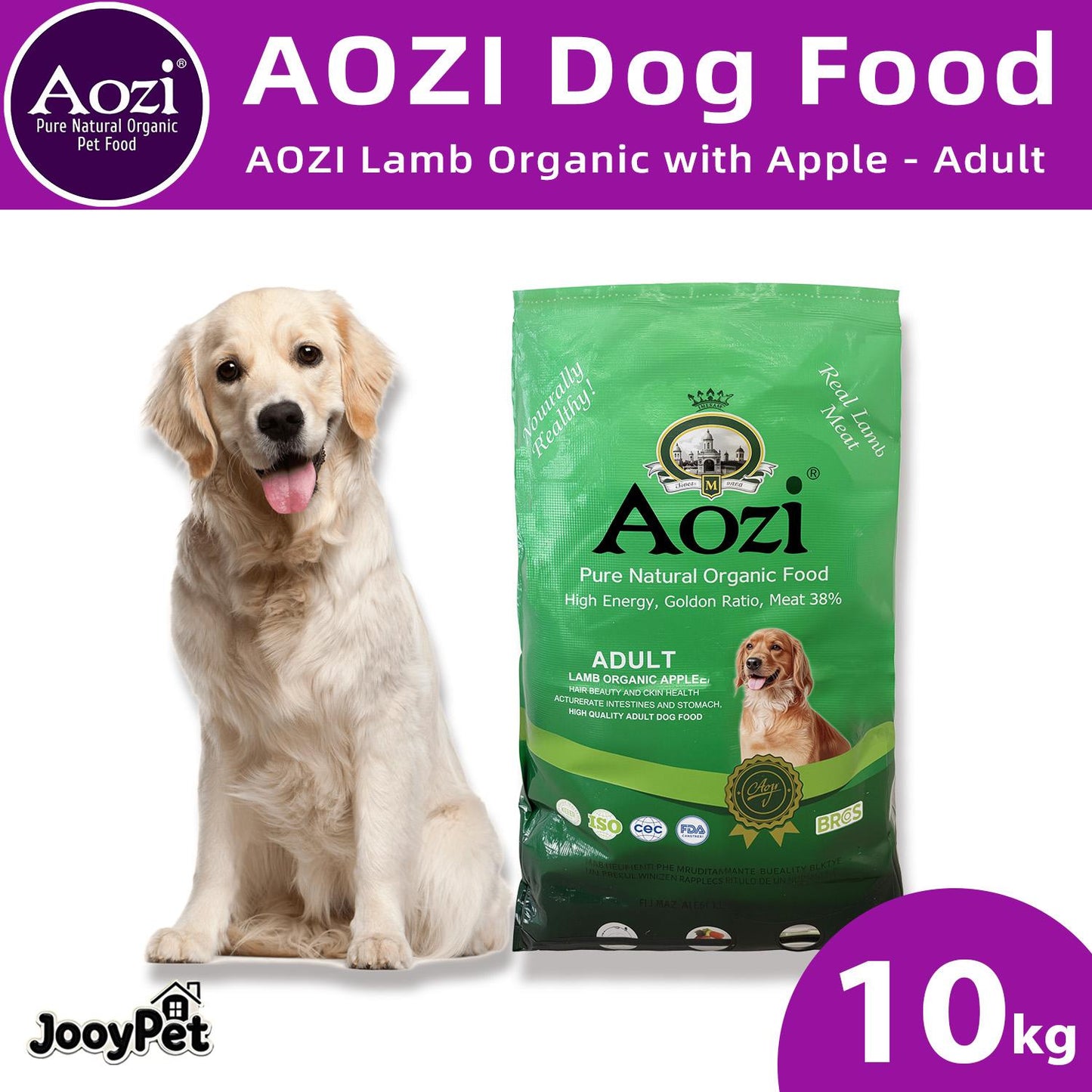 10kg Aozi Lamb and Apple Natural Organic All Stages Adult Puppy Dog Dogs Dry Dog Food Dog Essentials