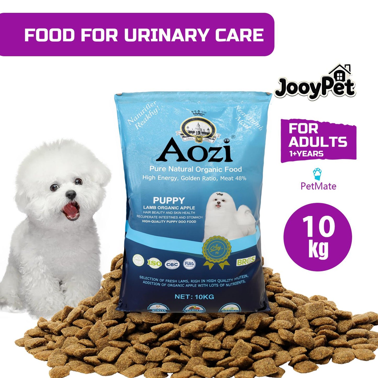 JooyPet AOZI Organic Lamb & Apple Puppy Food 10KG - Nourish Your Pup Naturally with Essential Nutrients for Growth & Development