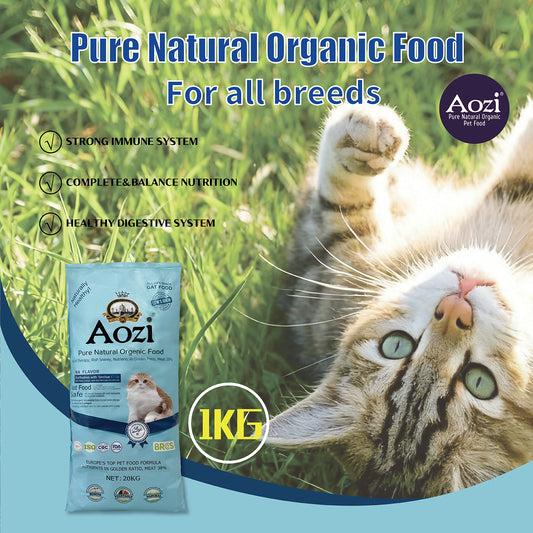 JooyPet AOZI Cat Food High-Quality Tuna 20KG Natural Kitten Dry Food for Pets Europe's Top Pet Food Formula Complete Balanced Meal for Healthy Skin Shiny Coat & Stronger Joints Bones