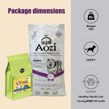 JooyPet AOZI BEEF+SPINACH PUPPY ORGANIC 20kg Dog Dry Food - Pure Natural, Organic, Probiotics, Beneficial, Teeth Cleaning, Vitamin C, Free from Harmful Chemicals