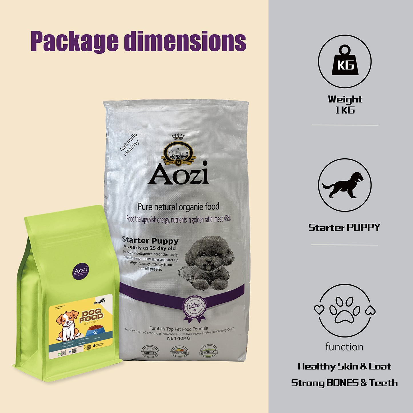 JooyPet Aozi Starter Puppy Pure Natural Organic Dry Dog Food 1KG Repacked High-Quality Formula for All Breeds