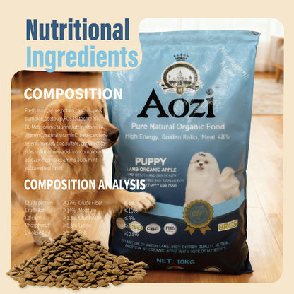 10kg Aozi Lamb and Apple Natural Organic All Stages Adult Puppy Dog Dogs Dry Dog Food Dog Essentials
