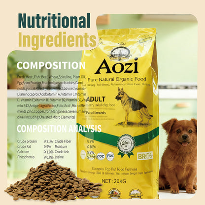 Aozi Beef, Egg, Spinach Organic Dog Food For Adult & Puppy 20kg
