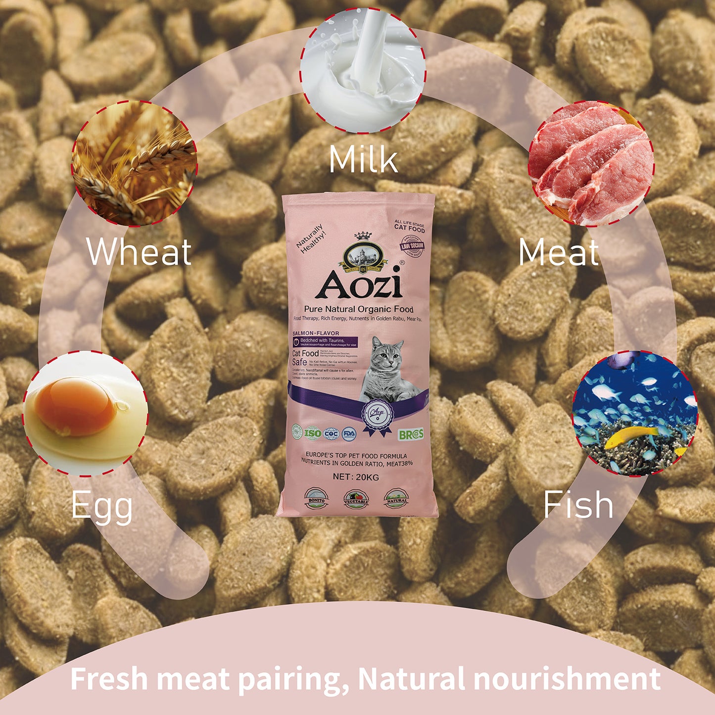 Aozi Cat Dry Cat Food Kitten / Adult Salmon  10Kg /20kg Original Packaging