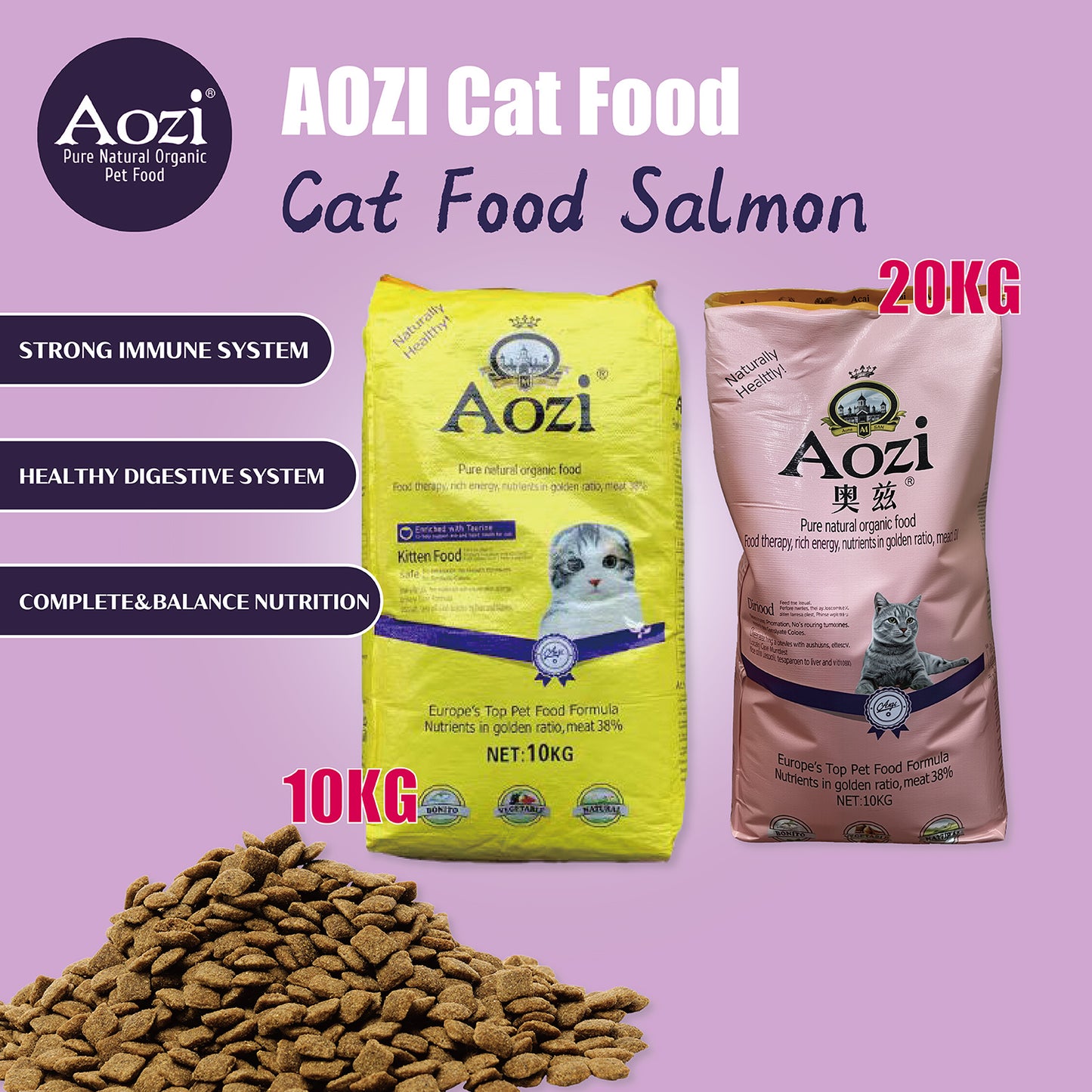 Aozi Organic Cat food for all life stage (Salmon, Fruits and Vegetables) 1KG REPACKED