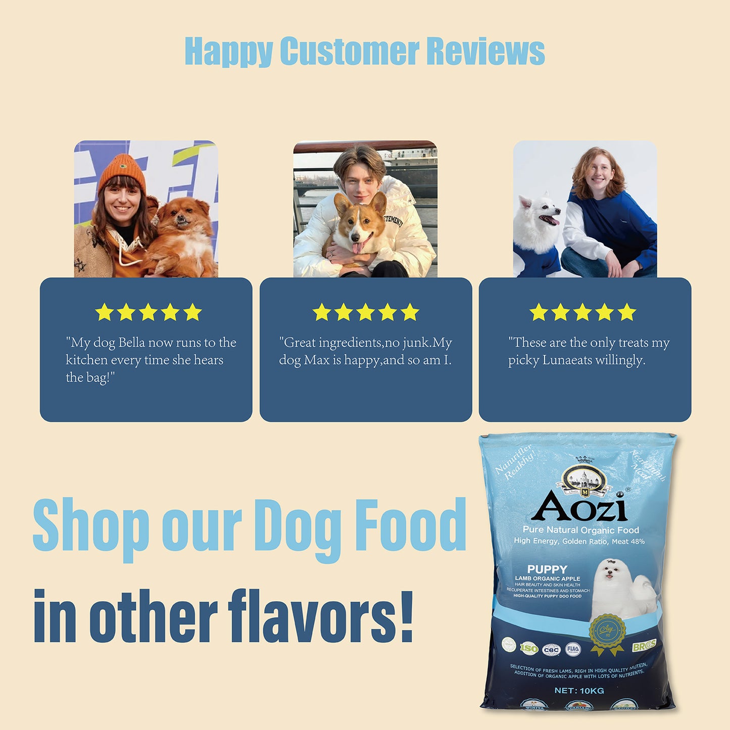 JooyPet AOZI Organic Lamb & Apple Puppy Food 10KG - Nourish Your Pup Naturally with Essential Nutrients for Growth & Development