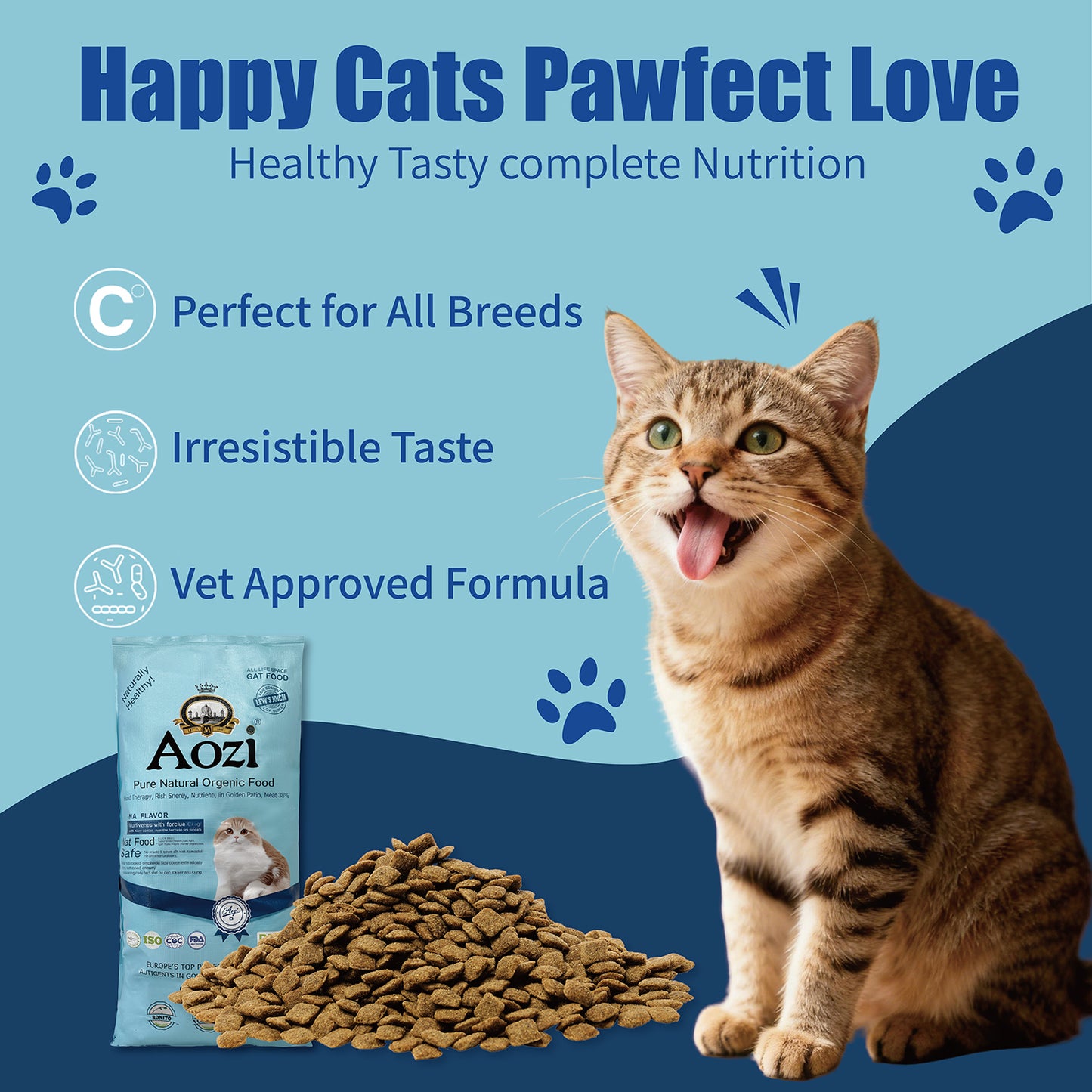 Aozi ORGANIC 10kg / 20KG Original Pack Salmon Tuna Kitten Cat Food Dry