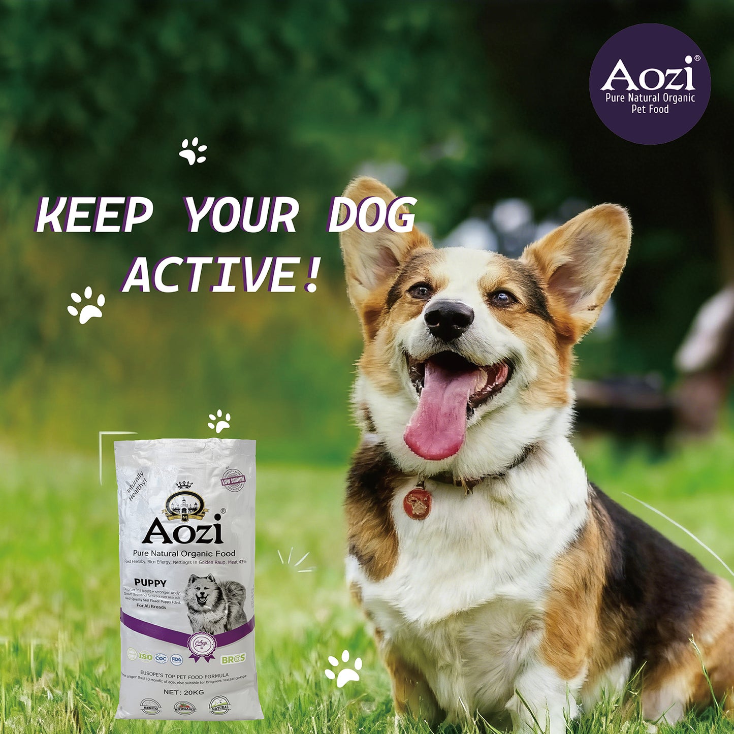 JooyPet AOZI BEEF+SPINACH PUPPY ORGANIC 20kg Dog Dry Food - Pure Natural, Organic, Probiotics, Beneficial, Teeth Cleaning, Vitamin C, Free from Harmful Chemicals