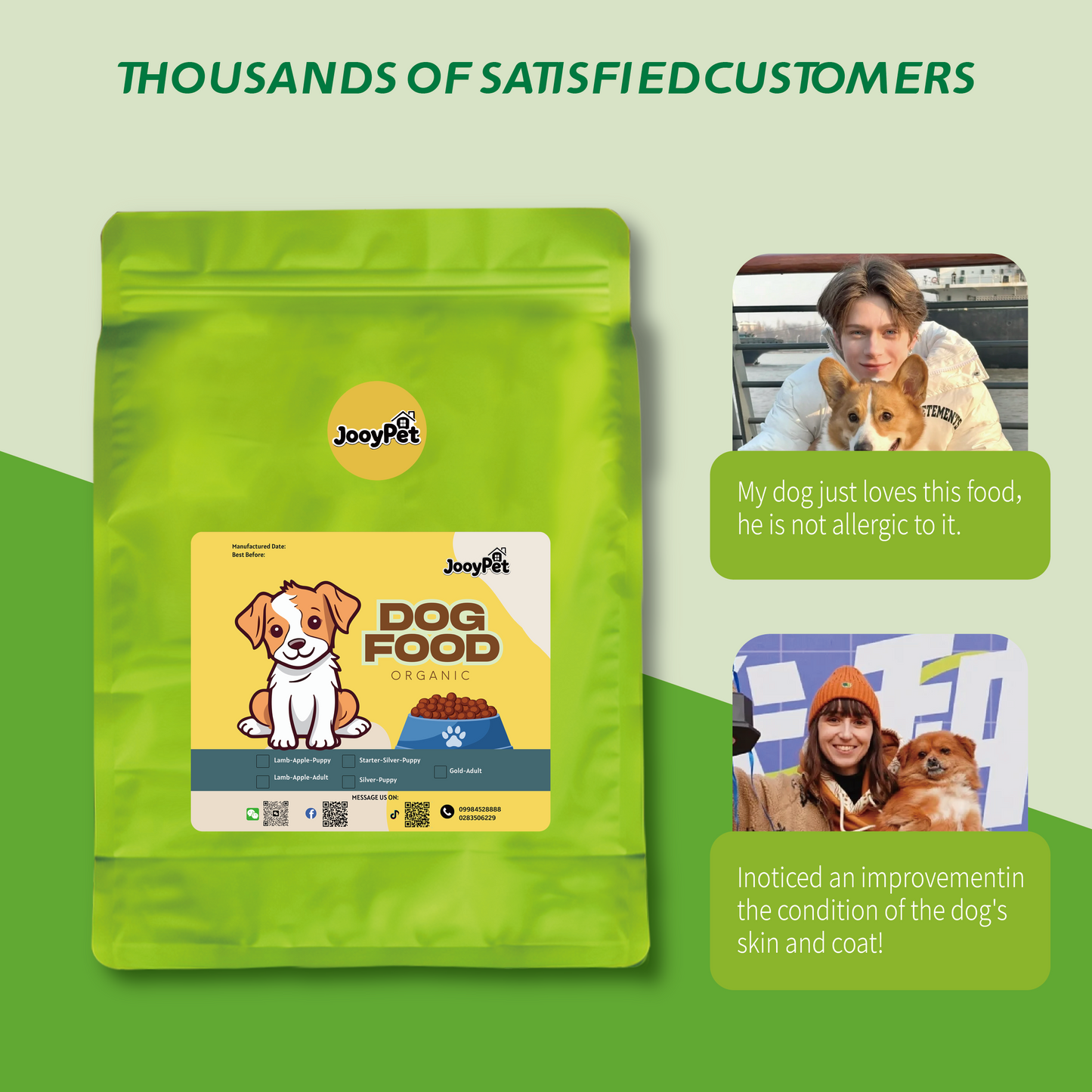 Aozi 1kg Organic Lamb & Apple Dry Dog Food for Adults & Puppies - Complete Balanced Nutrition with Immune Boost & Healthy Skin Coat Support