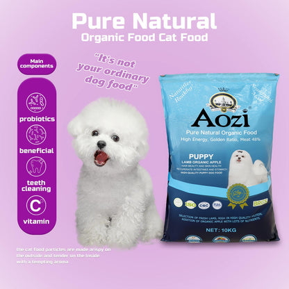JooyPet AOZI Organic Lamb & Apple Puppy Food 10KG - Nourish Your Pup Naturally with Essential Nutrients for Growth & Development