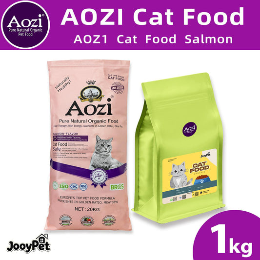 JooyPet Aozi Adult Cat Food 20KG Sack Salmon Flavor 24% Protein Omega Fatty Acids for Optimal Nutrition