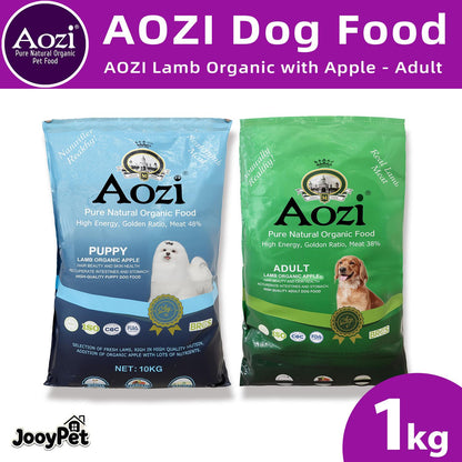 AOZI ORGANIC Dog Food LAMB AND APPLE 1kg for Adult Dog and Puppy