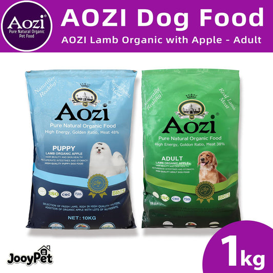AOZI ORGANIC Dog Food LAMB AND APPLE 1kg for Adult Dog and Puppy