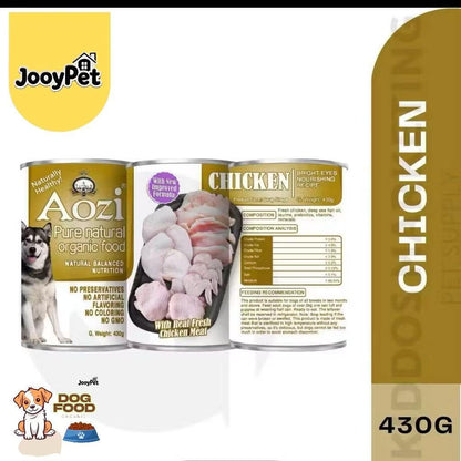 JooyPet Aozi Wet Dog Food in Can 430g - Pure Natural Organic Formula with Real Fresh Meat in Mousse Format for Dogs 24 Months