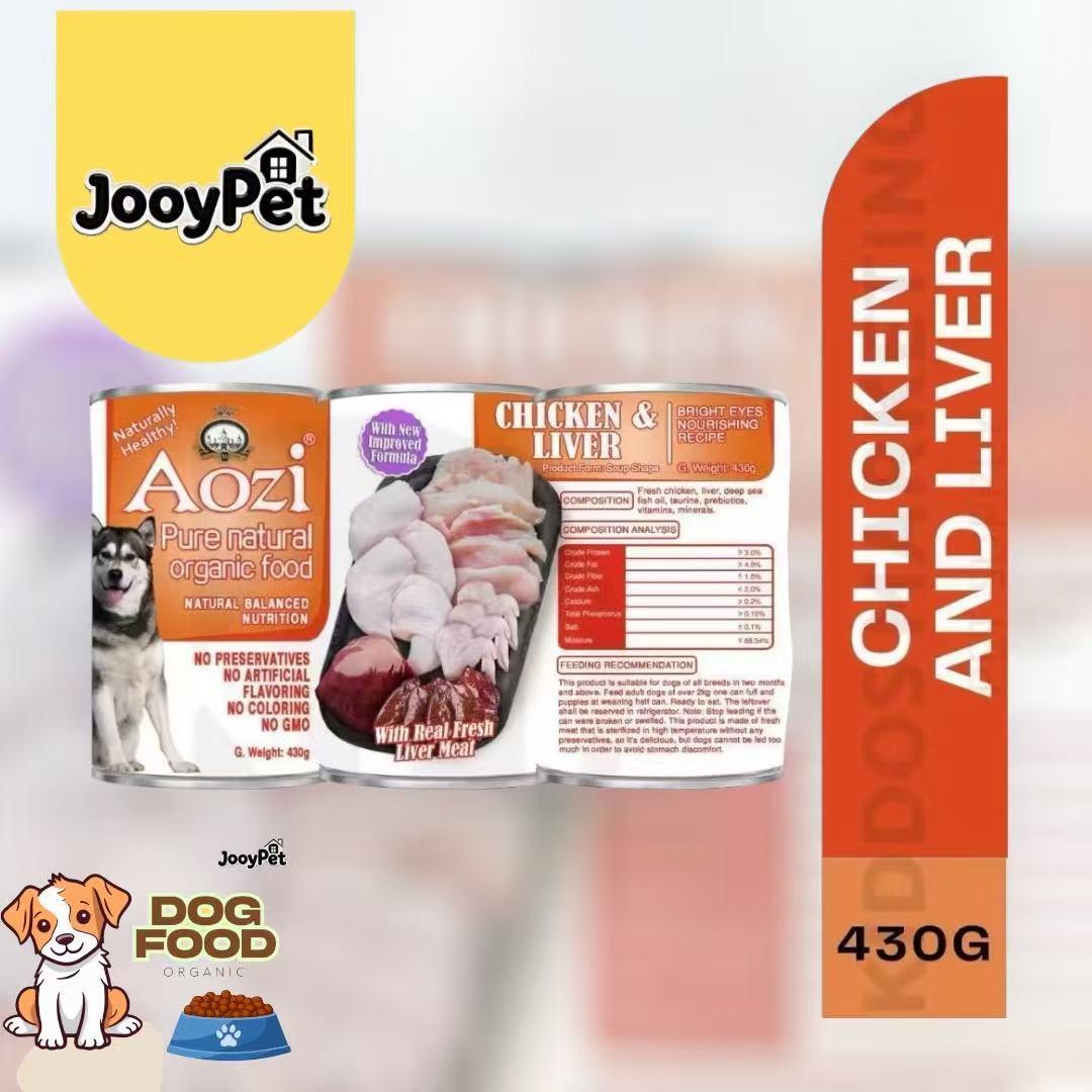 JooyPet Aozi Wet Dog Food in Can 430g - Pure Natural Organic Formula with Real Fresh Meat in Mousse Format for Dogs 24 Months