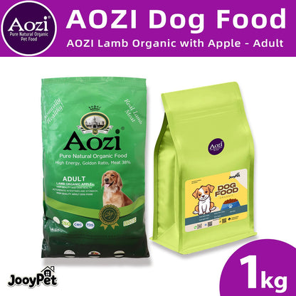 AOZI ORGANIC Dog Food LAMB AND APPLE 1kg for Adult Dog and Puppy