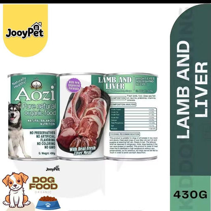 JooyPet Aozi Wet Dog Food in Can 430g - Pure Natural Organic Formula with Real Fresh Meat in Mousse Format for Dogs 24 Months
