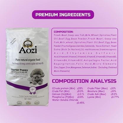JooyPet AOZI 10KG Natural Organic Starter Food Premium Beef for Dogs All Ages Healthy Balanced Diet Safe Organic Ingredients with Probiotics Beneficial Teeth Cleaning & Vitamin C