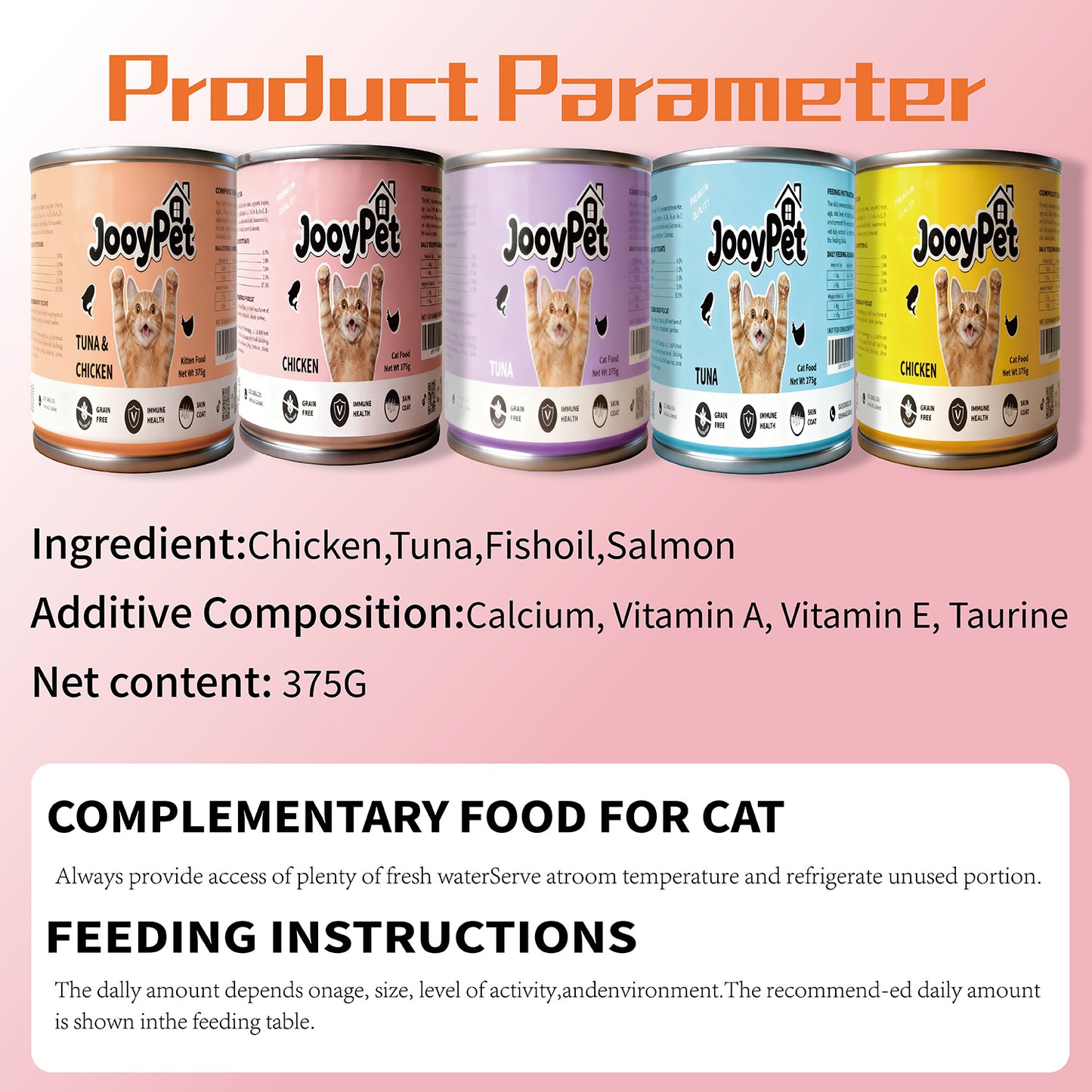 JooyPet 375g Wet Cat Food in Can -  Grain Free Wet Cat Food Variety Pack