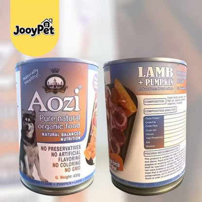 JooyPet Aozi Wet Dog Food in Can 430g - Pure Natural Organic Formula with Real Fresh Meat in Mousse Format for Dogs 24 Months