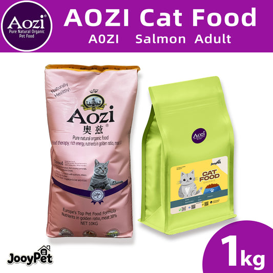 Jooy Pet AOZI Cat Pure Organic Food with High-Quality Salmon 1KG 1Sack Complete Balanced Meal for All Life Stages Omega 3 6 for Healthy Skin & Coat Digestible & Easy to Digest