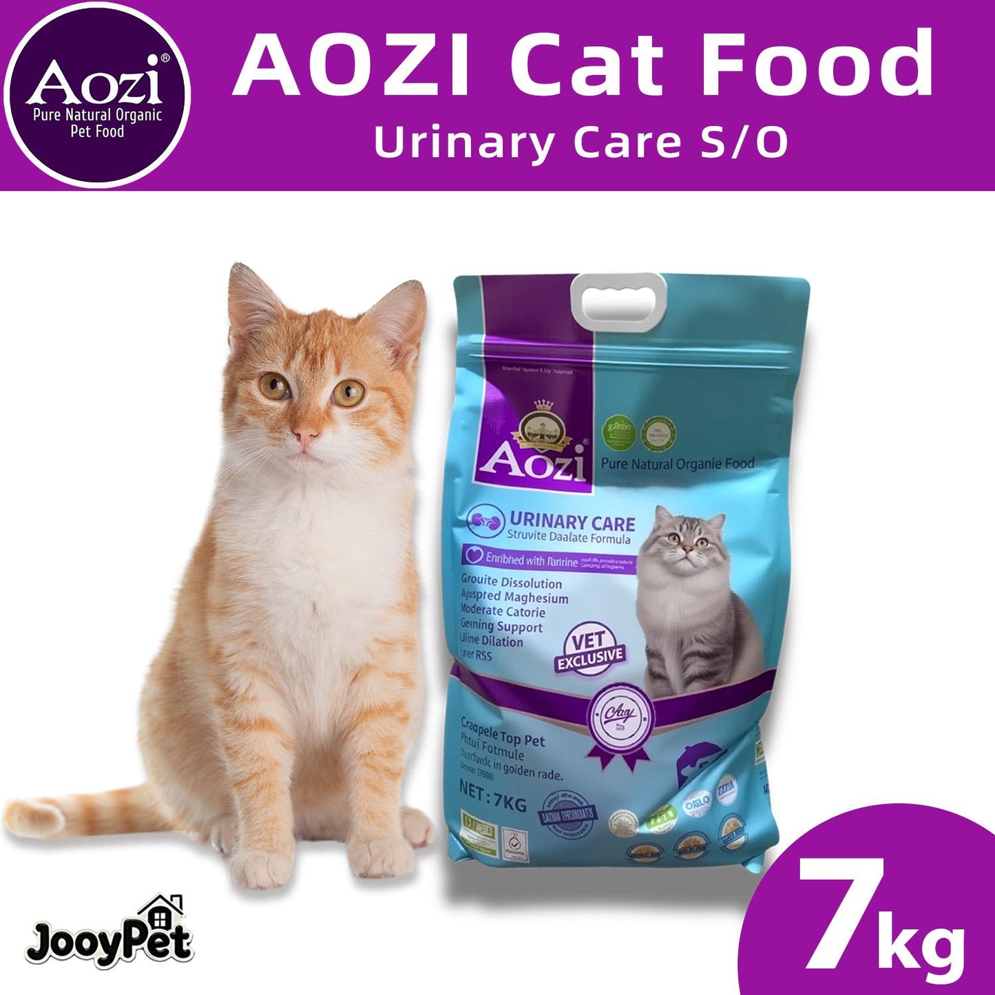 AOZI Urinary Care SO Prescription Cat Food 7kg - Low-Mg Acidifying Formula to Dissolve Struvite Crystals & Dilute Urine, Supports Feline Lower Urinary Tract Health (Veterinarian-Approved)