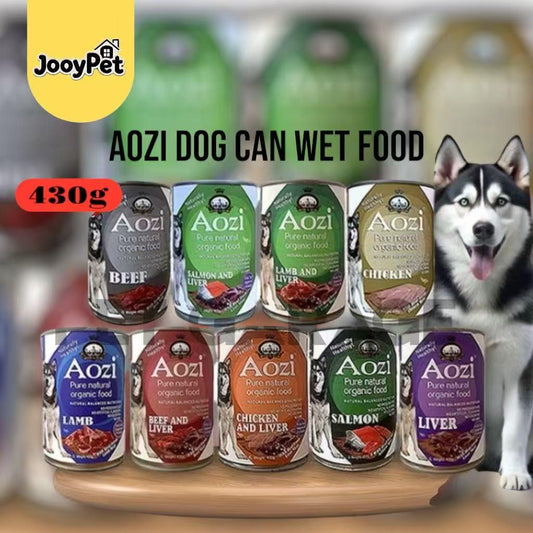 JooyPet Aozi Wet Dog Food in Can 430g - Pure Natural Organic Formula with Real Fresh Meat in Mousse Format for Dogs 24 Months