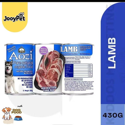 JooyPet Aozi Wet Dog Food in Can 430g - Pure Natural Organic Formula with Real Fresh Meat in Mousse Format for Dogs 24 Months