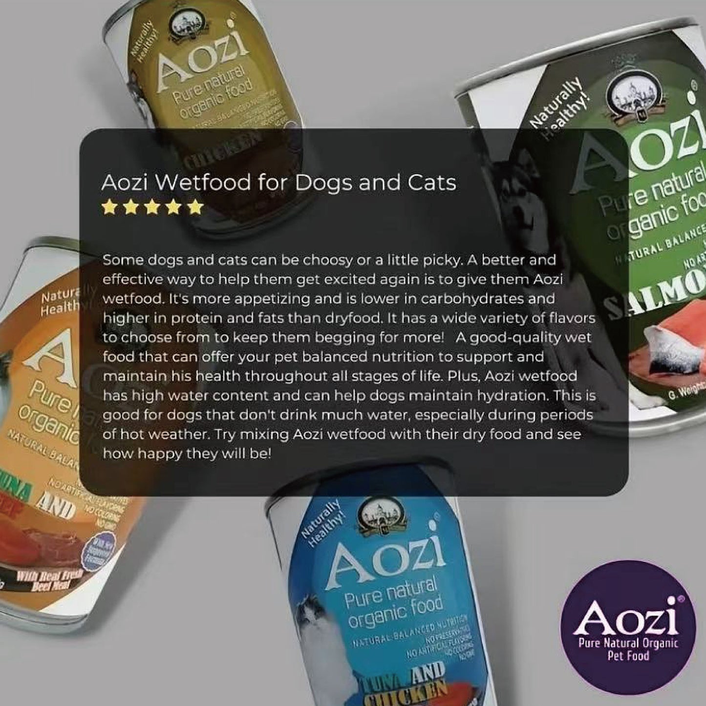 JooyPet Aozi Wet Dog Food in Can 430g - Pure Natural Organic Formula with Real Fresh Meat in Mousse Format for Dogs 24 Months