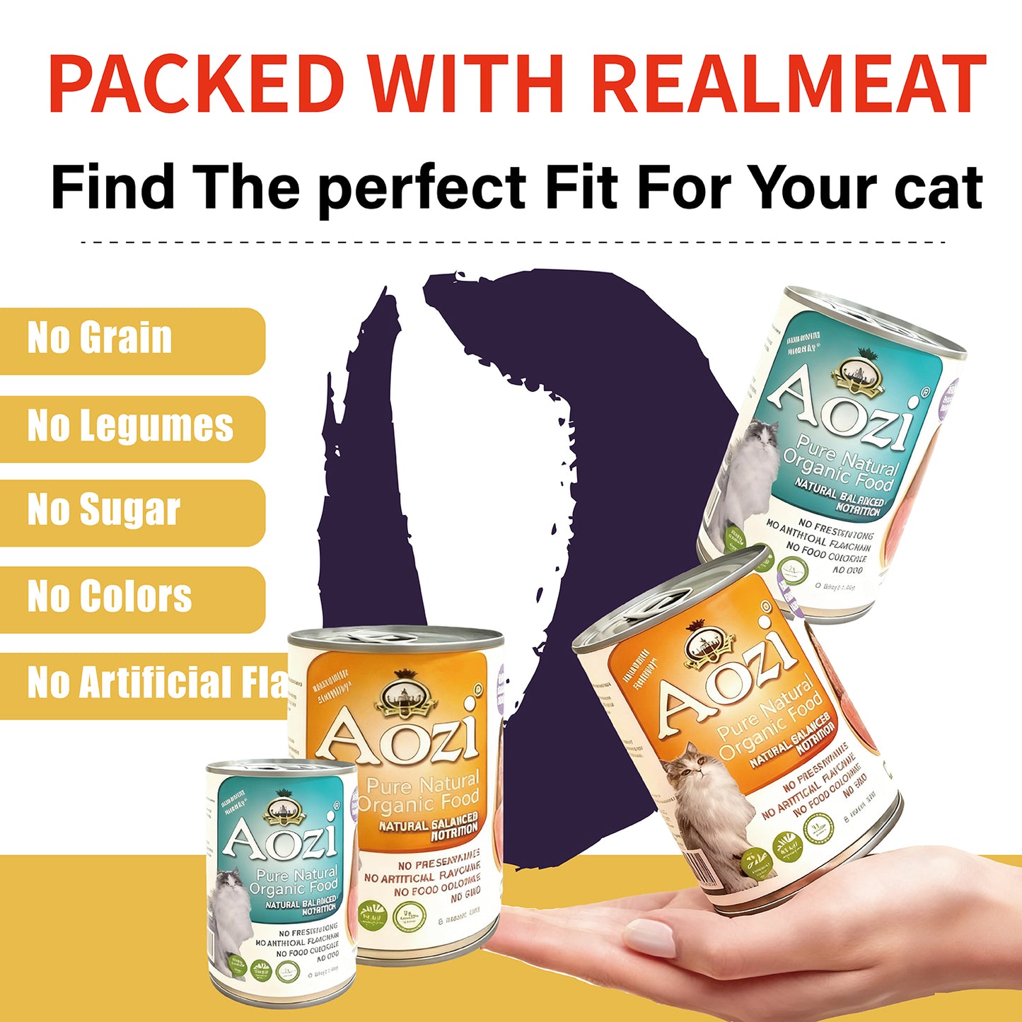 Aozi Cat Can 430g Cat Wet Food Cat Pet Essentials All Stages Adult Kitten