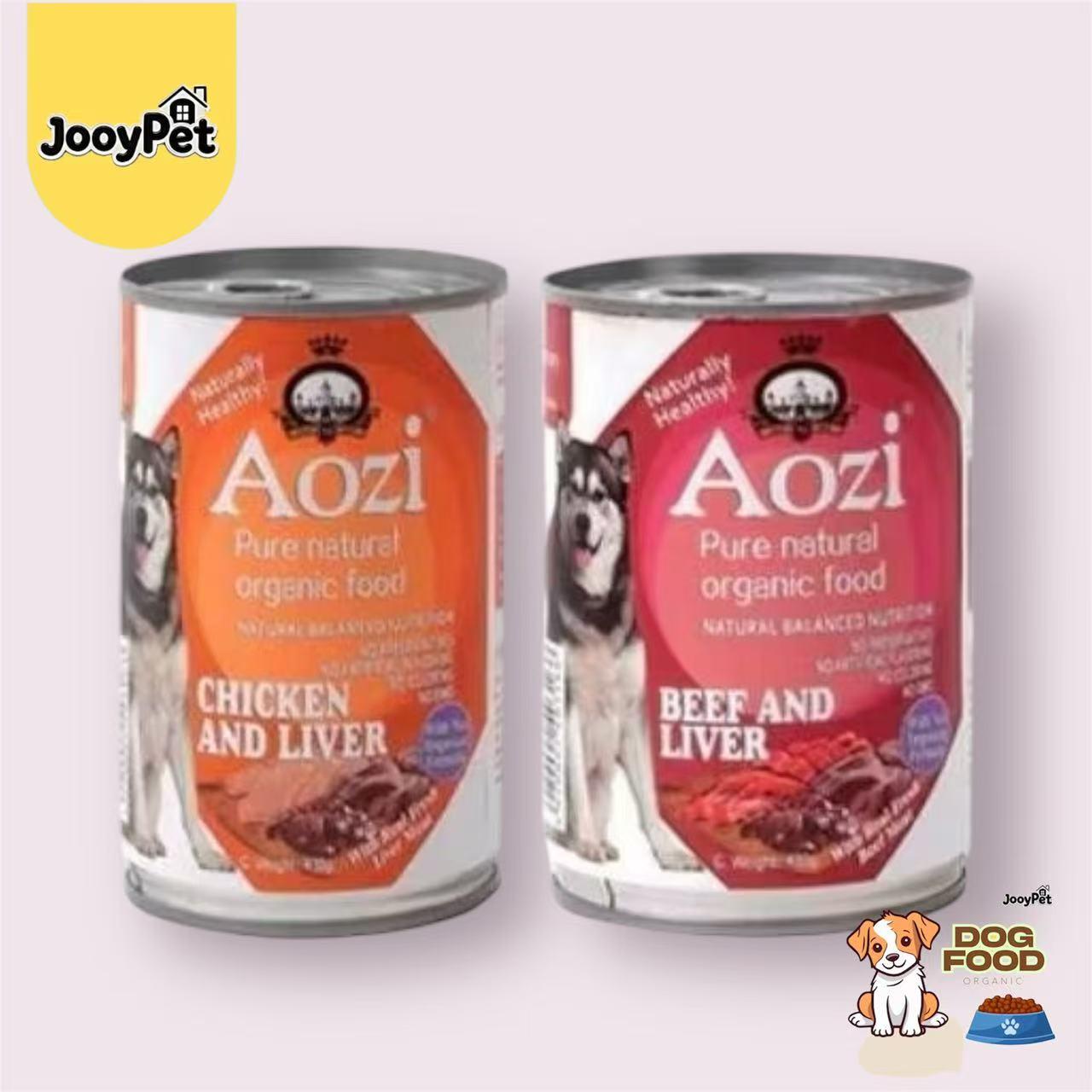JooyPet Aozi Wet Dog Food in Can 430g - Pure Natural Organic Formula with Real Fresh Meat in Mousse Format for Dogs 24 Months