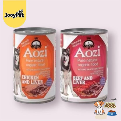 JooyPet Aozi Wet Dog Food in Can 430g - Pure Natural Organic Formula with Real Fresh Meat in Mousse Format for Dogs 24 Months