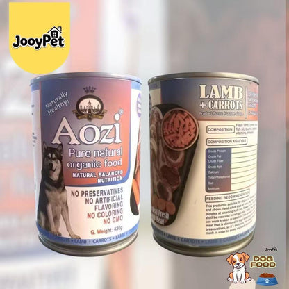 JooyPet Aozi Wet Dog Food in Can 430g - Pure Natural Organic Formula with Real Fresh Meat in Mousse Format for Dogs 24 Months
