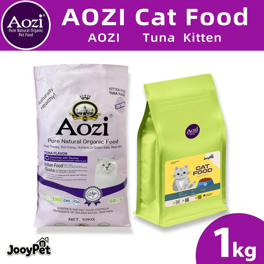 JooyPet Aozi Natural 1kg Tuna Flavor Cat Kitten Dry Food for Healthy Skin & Hair Pet Essentials DR Easy Digestion Nutritious Energy Supply